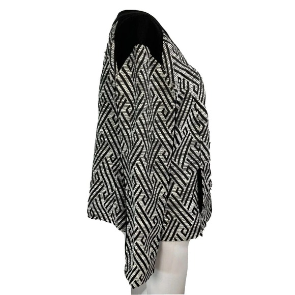 Ruby Rd Blazer Jacket Womens Sz 16 White Black Geometric Knit Full Zip Pockets - Picture 3 of 7